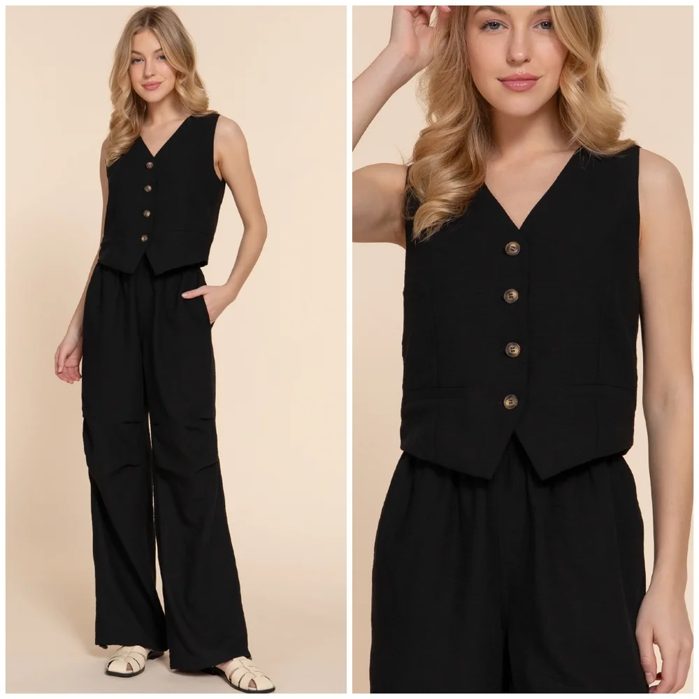 LAST ONE❗️Gorgeous Black 2-Piece Vest And Pants Set - Picture 9 of 10